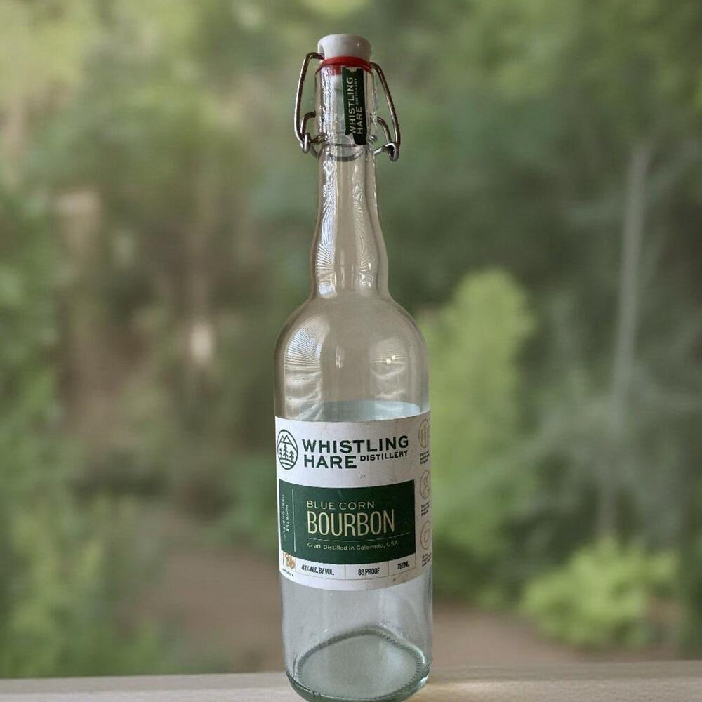 Collectible Empty Blue Corn Bourbon Bottle With EZ Cap